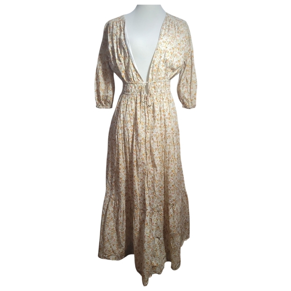 Significant Other cottagecore adele Chic butter yellow Floral Maxi Dress 8 - Picture 6 of 10